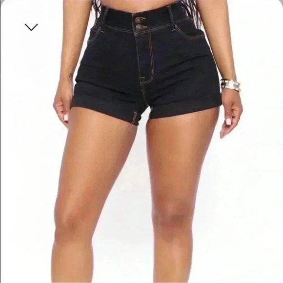 New with tags fashion nova dark wash blue booty lifter roll cuff denim shorts - Picture 6 of 6